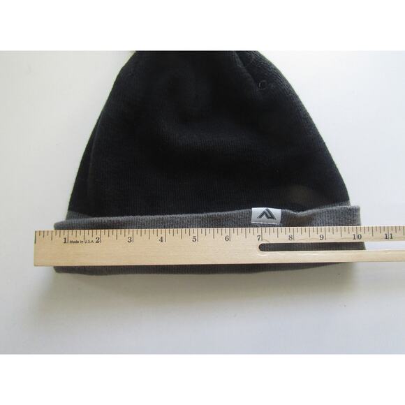 Coca Cola Knit Beanie Hat Black Gray Cuffed Pom Winter Cap One Size - Picture 4 of 5